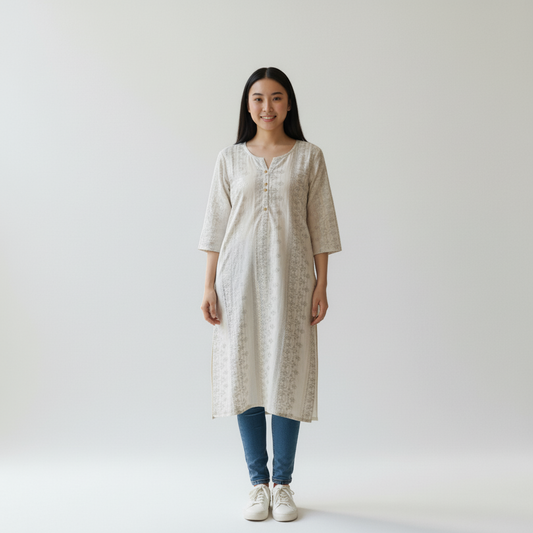 Cotton Kurthi with Silver print