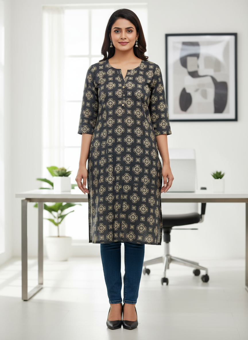 Black Rayon Kurthi