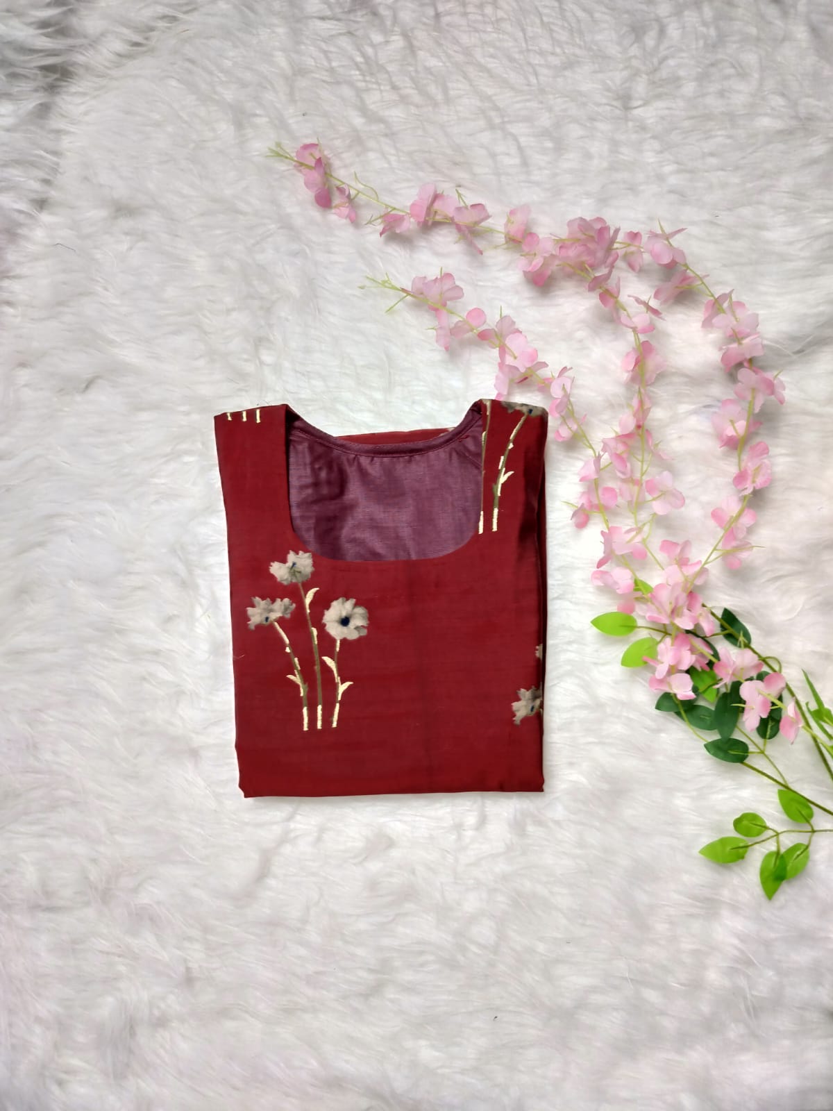 Custom Made Muslin Silk Kurthi-Marron
