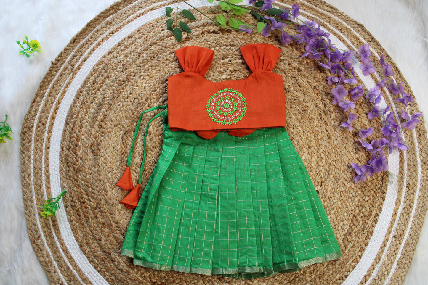 Customized Kid Ethnic Dress crop top with skirt