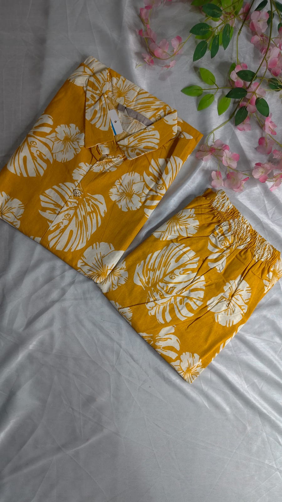 Avaasa- Cotton floral yellow