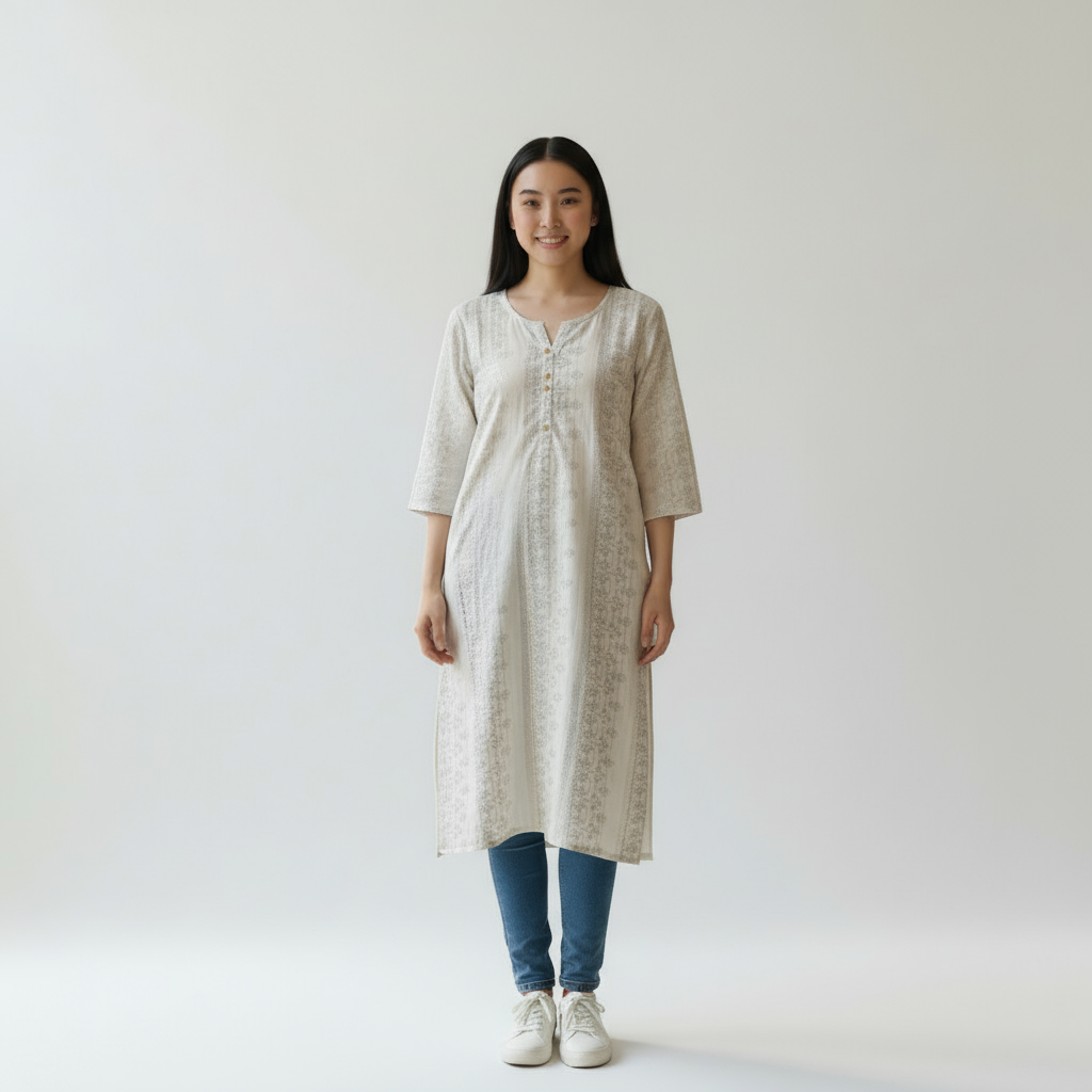 Cotton Kurthi with Silver print