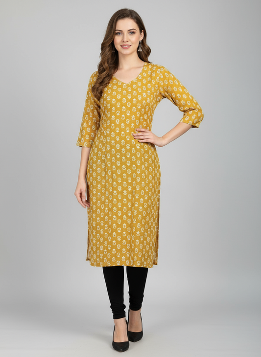 Export Rayon Yellow Kurthi