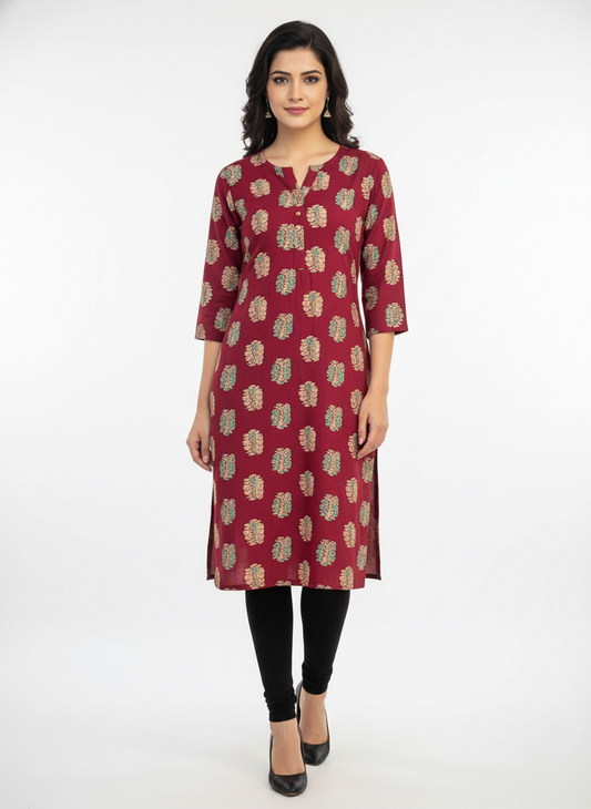 Export Rayon  Marron print Kurthi