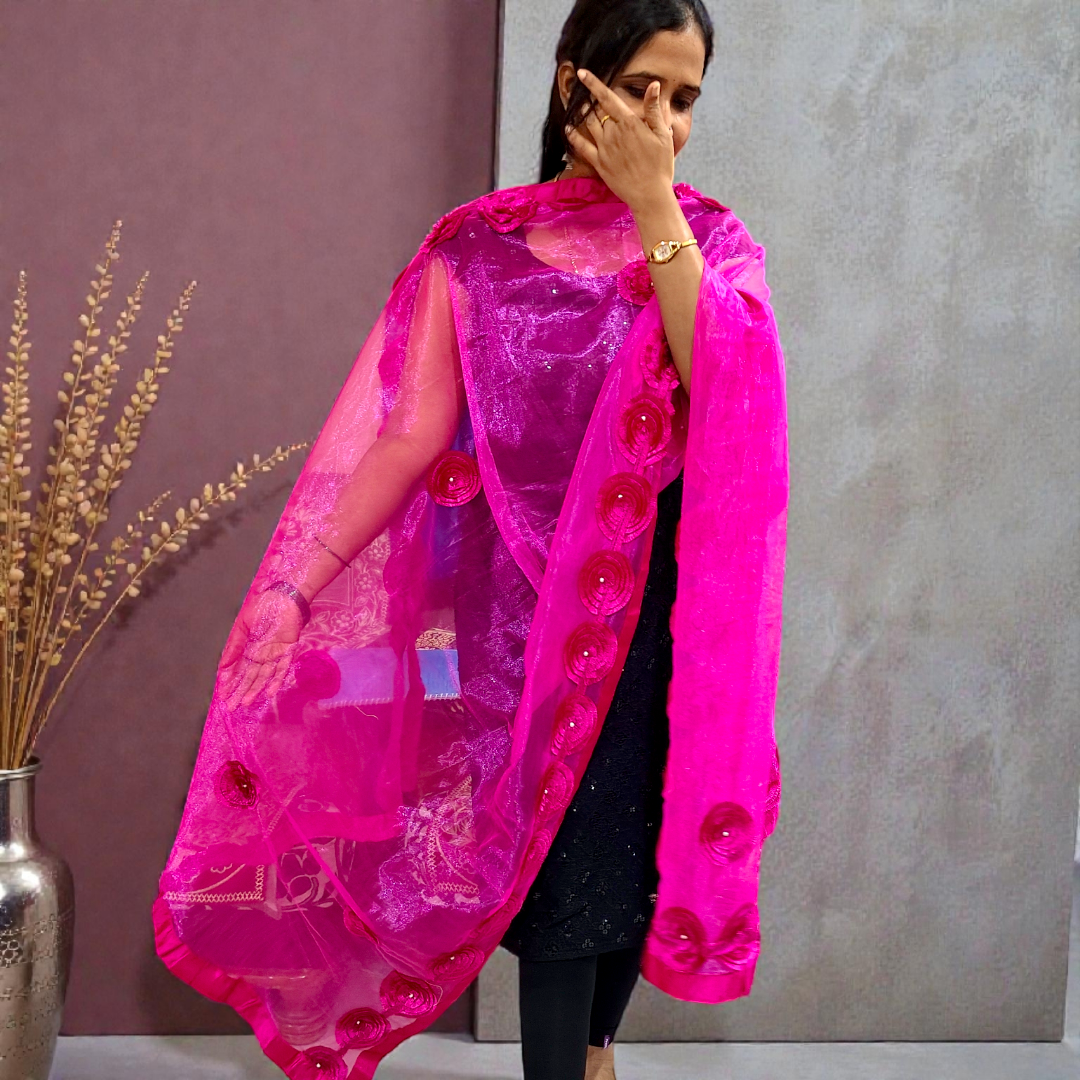 Customized Black with Rani pink suit