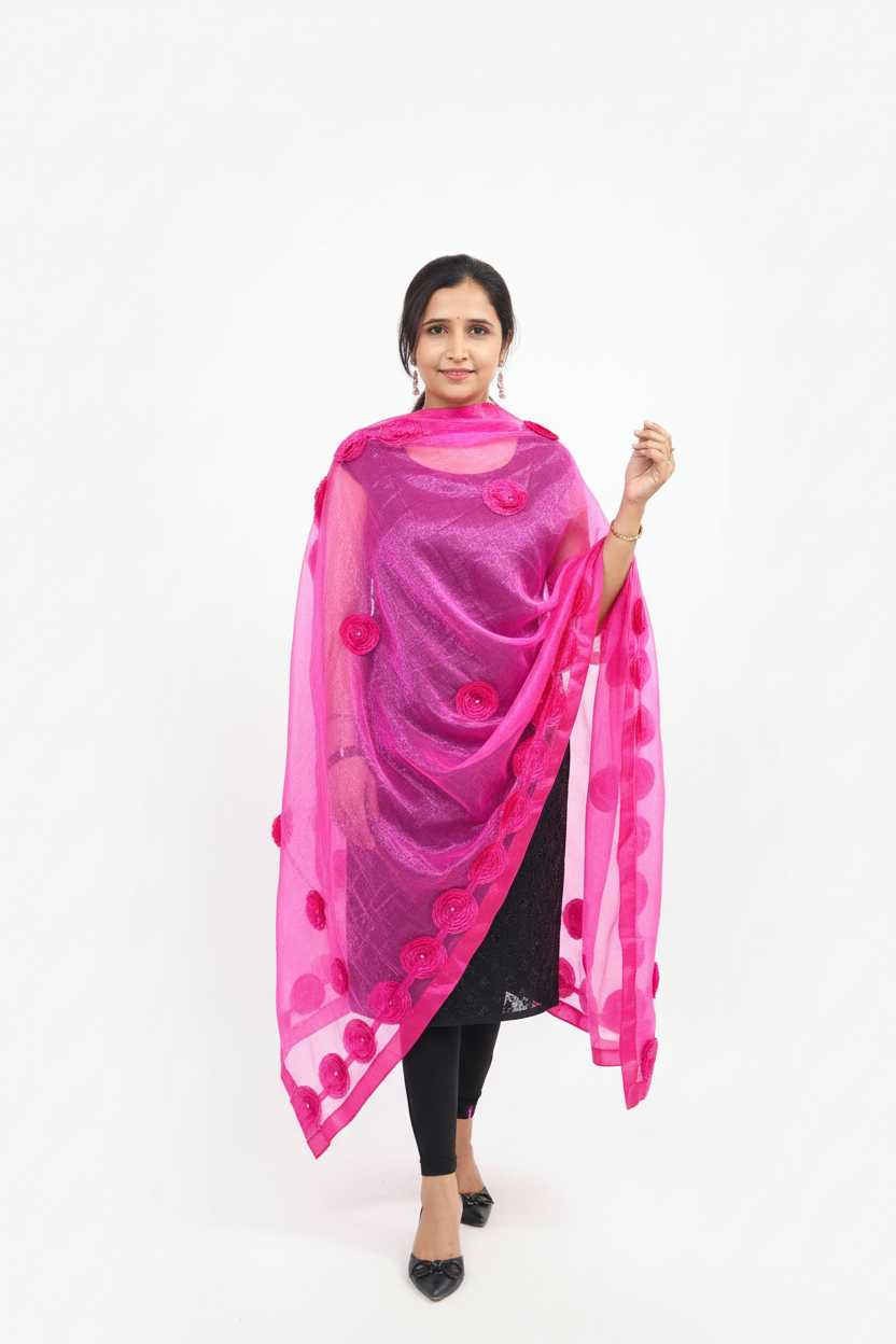 Customized Black with Rani pink suit