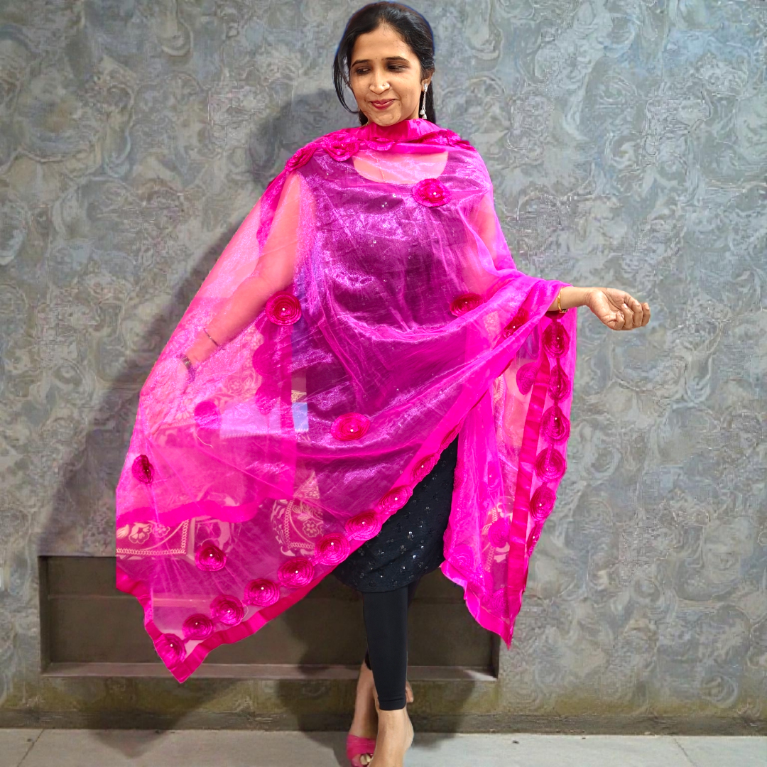 Customized Black with Rani pink suit