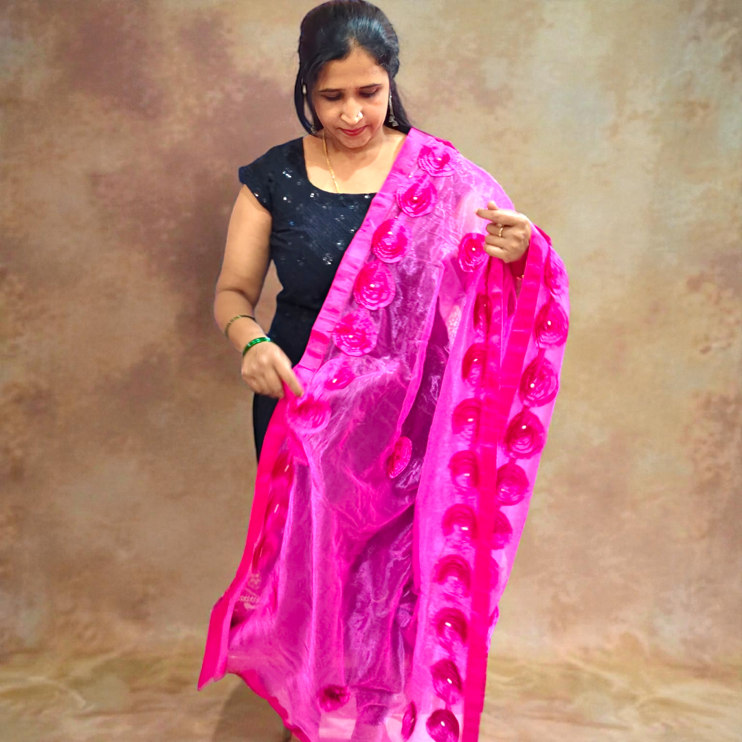 Customized Black with Rani pink suit