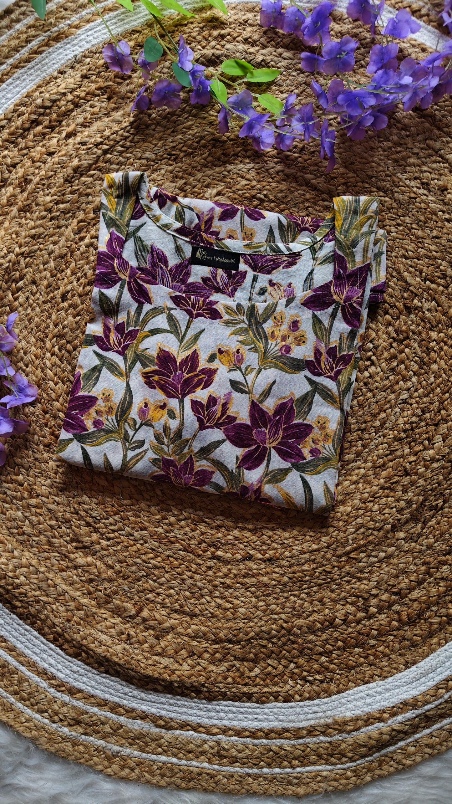 Pure Cotton short Kurthi with floral design