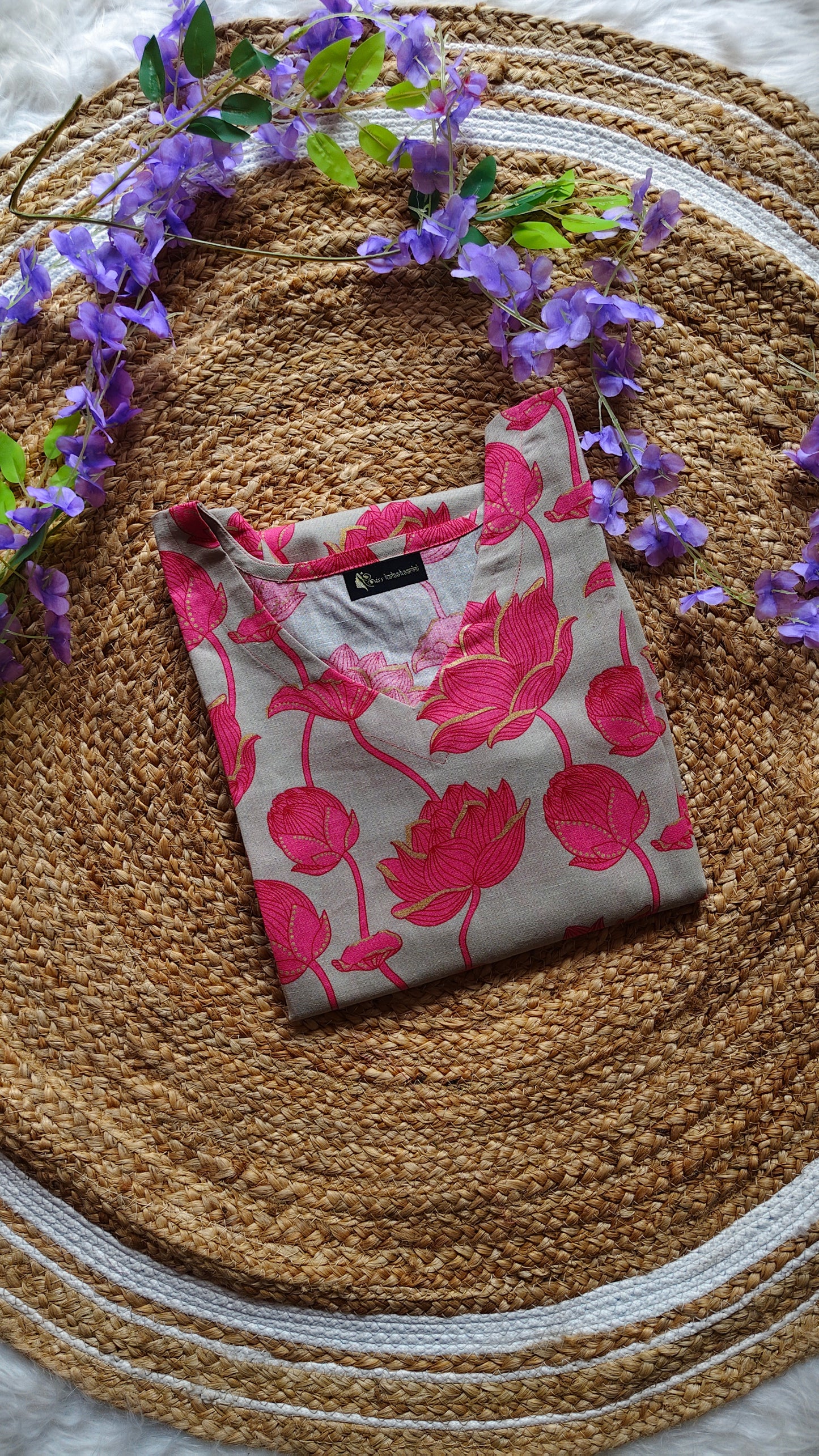 Pure Cotton short Kurthi with floral design