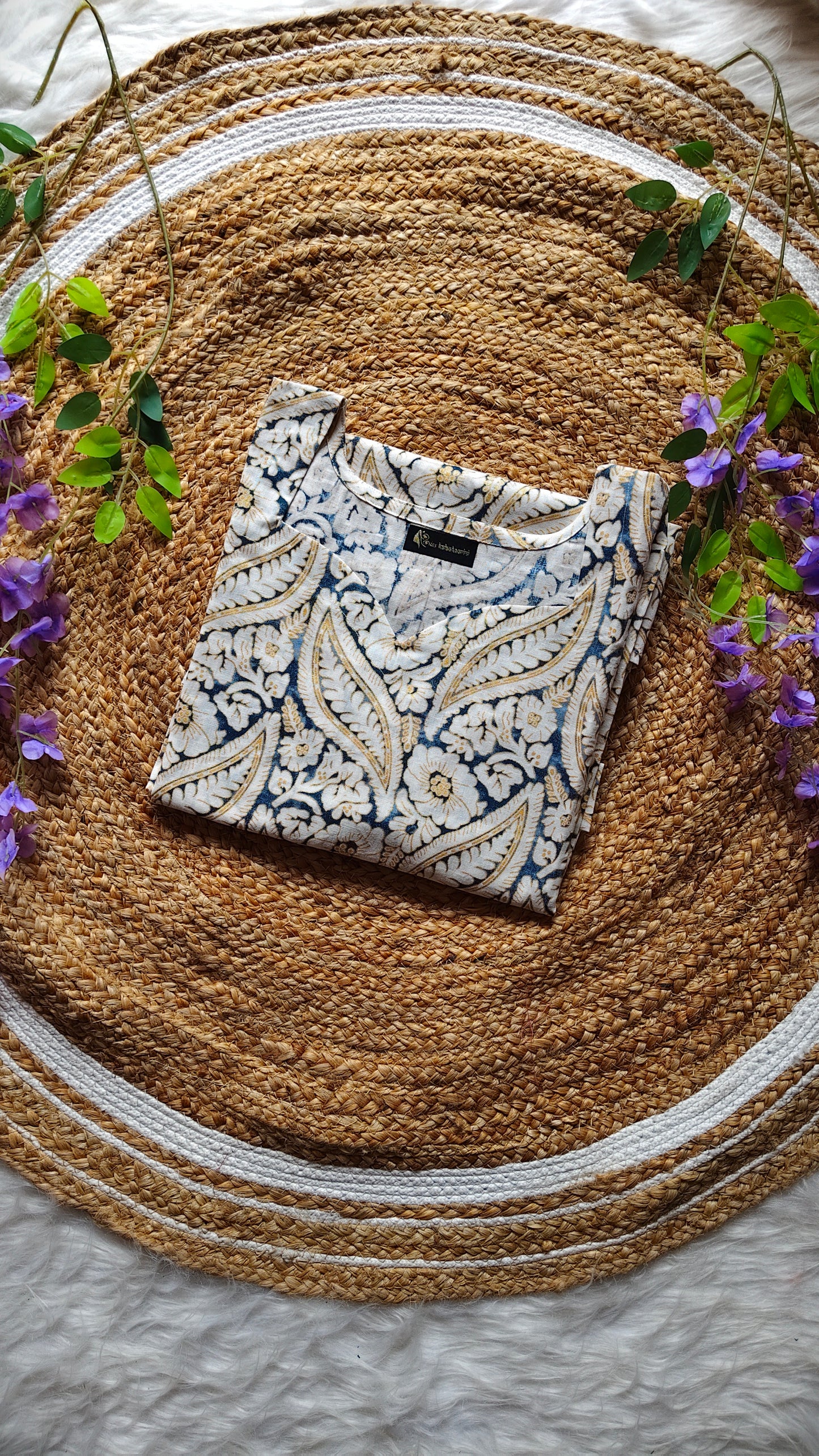 Pure Cotton short Kurthi with floral design