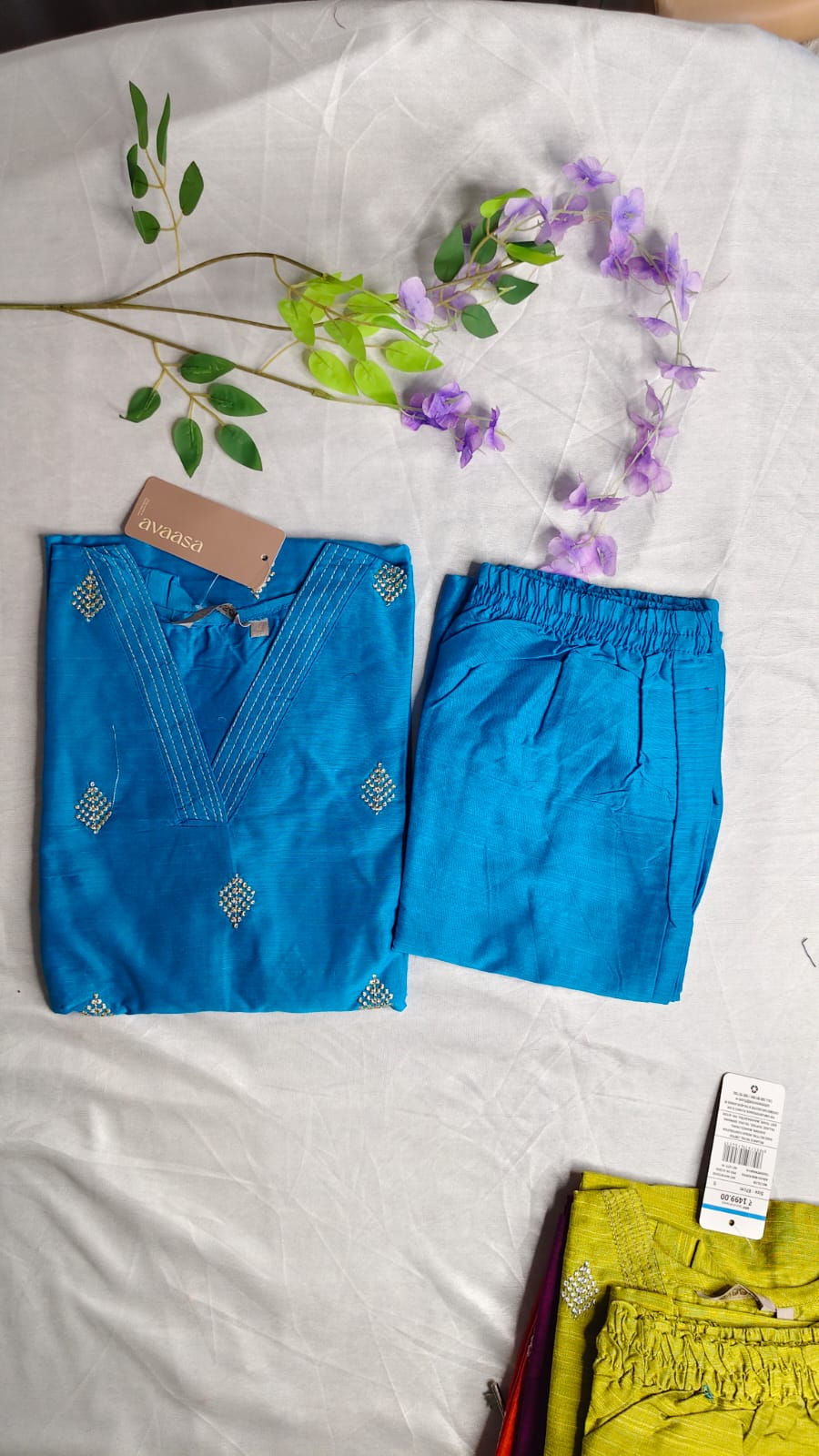 Avaasa- Slub Cotton Co ord set- Blue