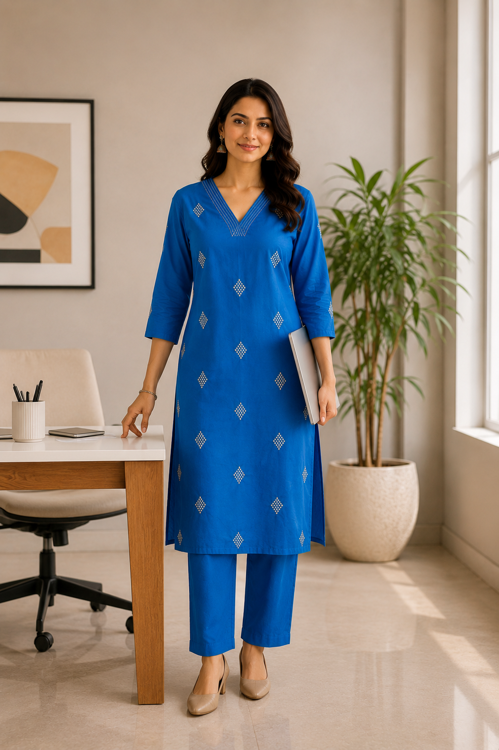Avaasa- Slub Cotton Co ord set- Blue