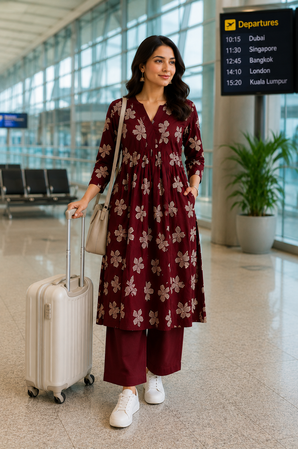 Mithra - Maroon Cotton Co ord set