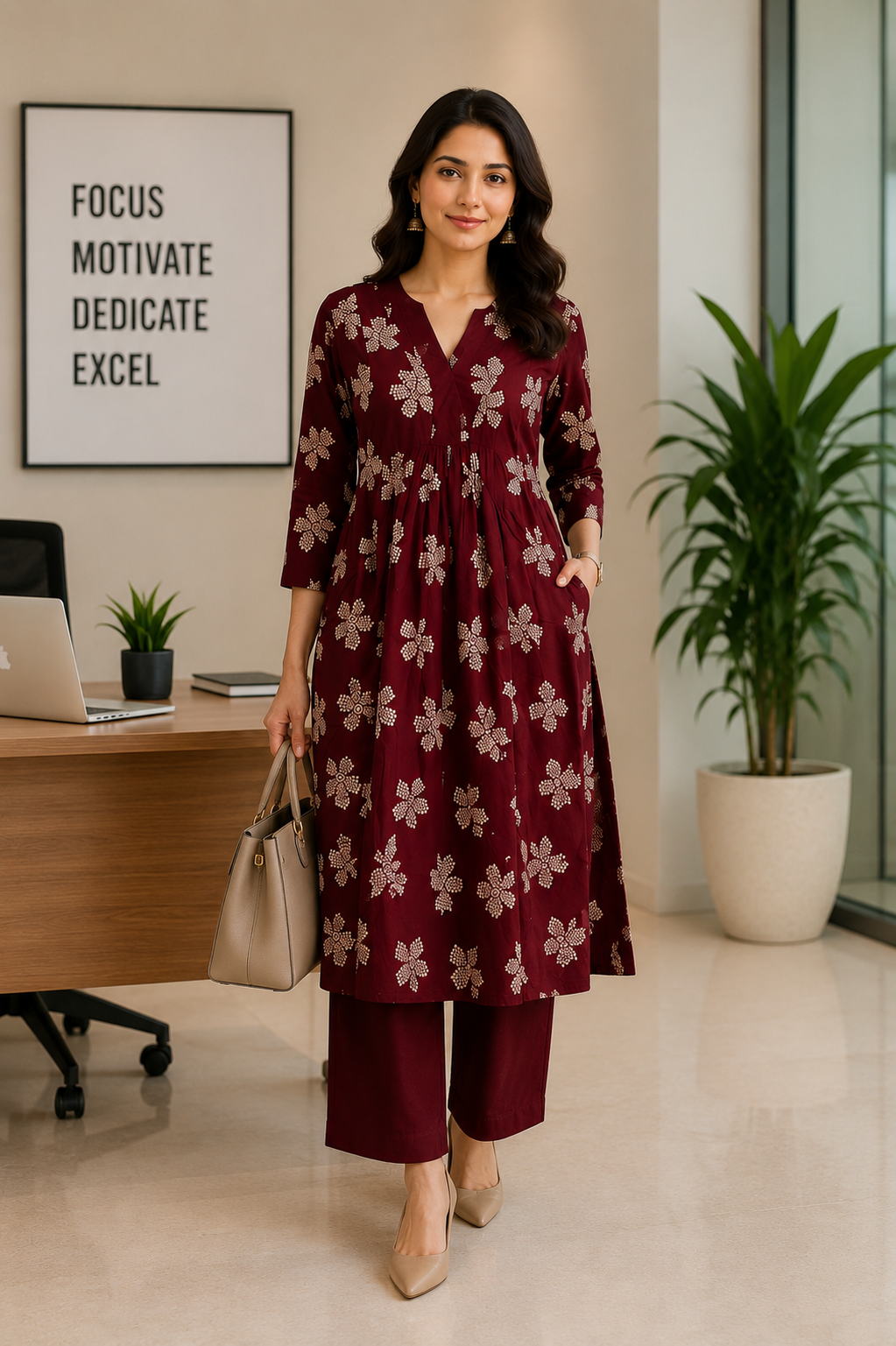Mithra - Maroon Cotton Co ord set