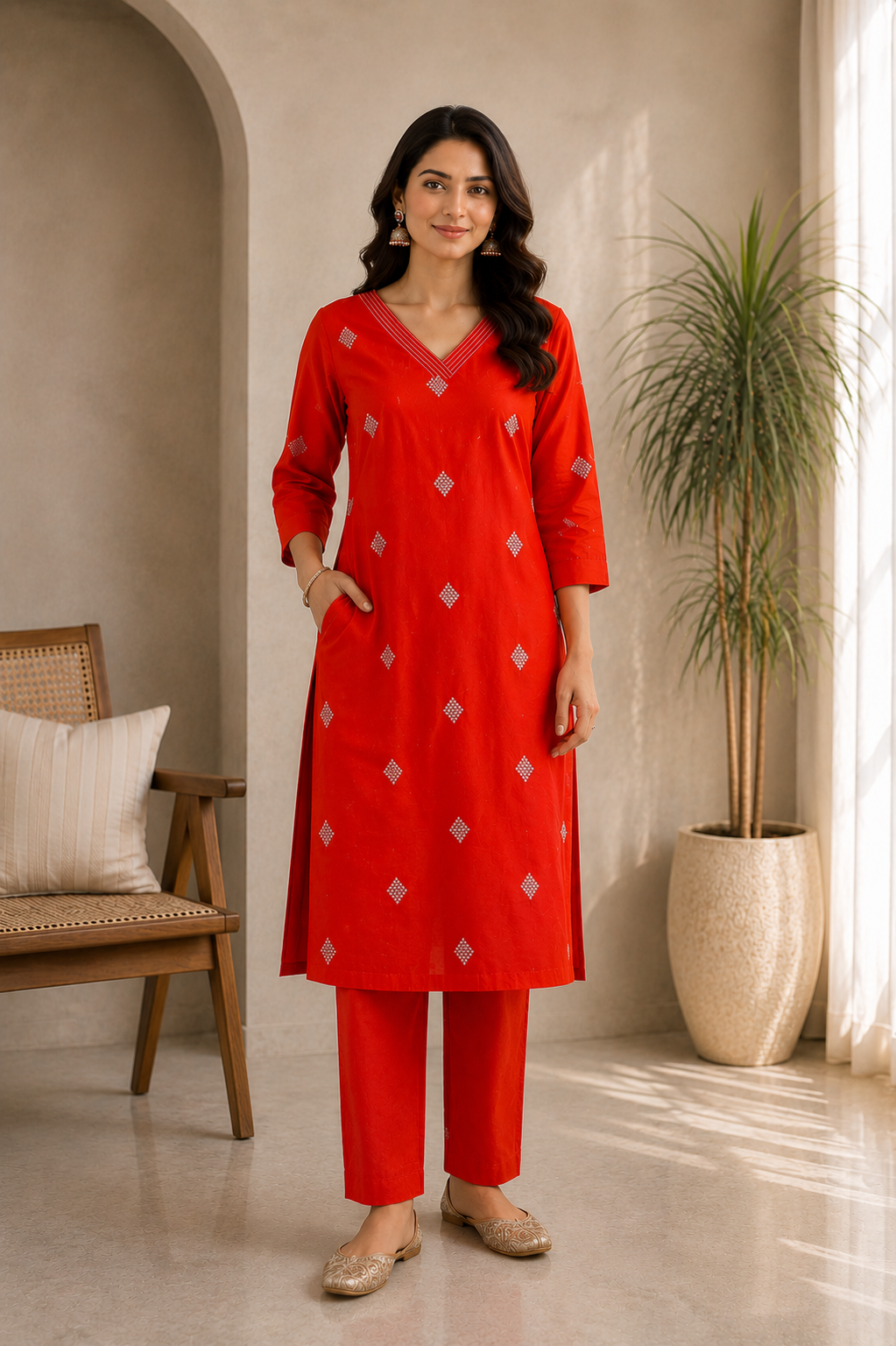 Avaasa- Slub Cotton Co ord set- Orange