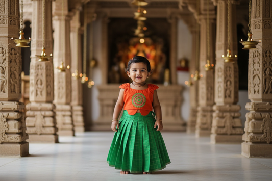 Customized Kid Ethnic Dress crop top with skirt