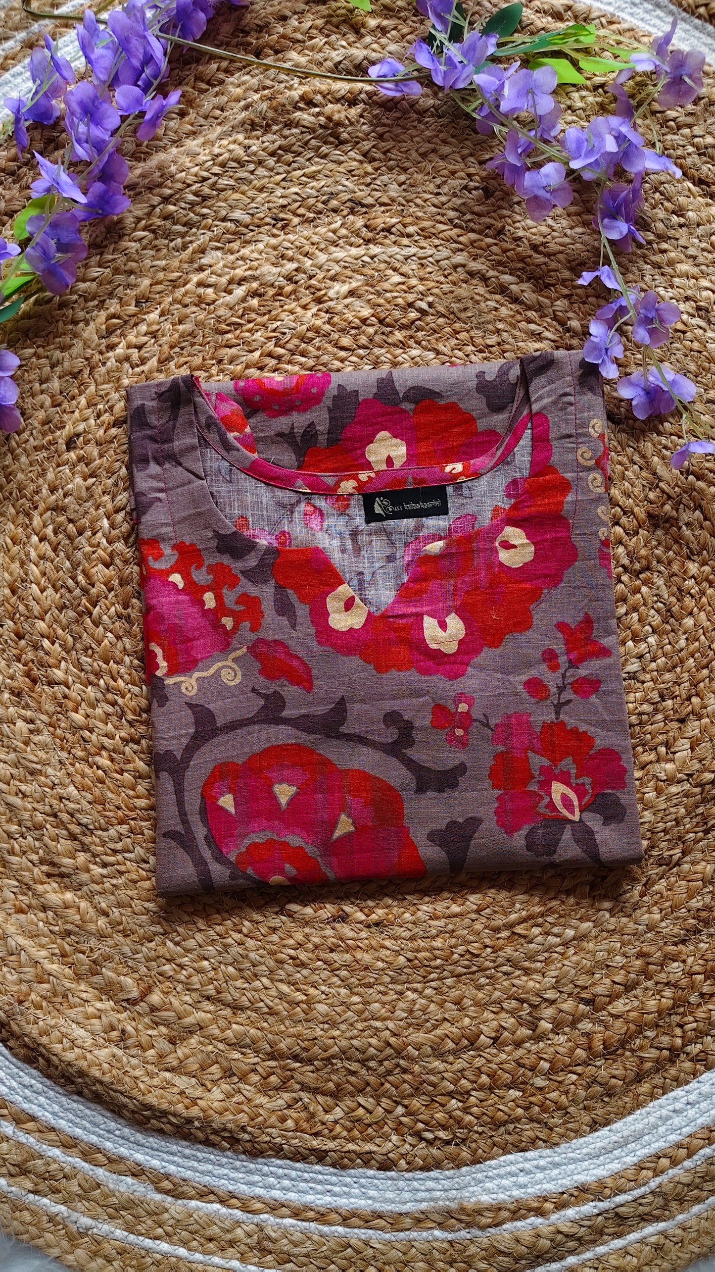 Pure Cotton short Kurthi with floral design