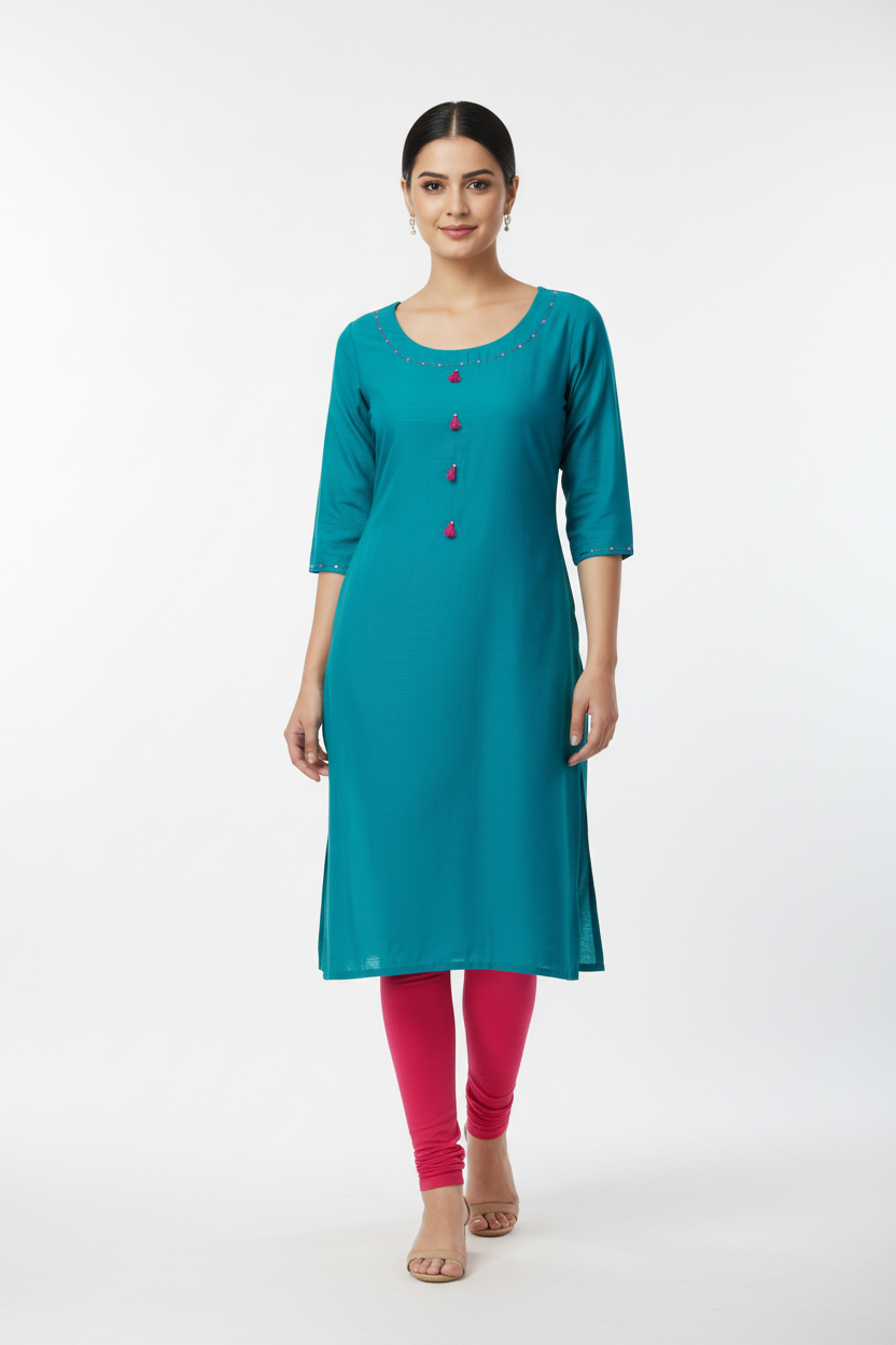 Slub Cotton Kurthi Blue