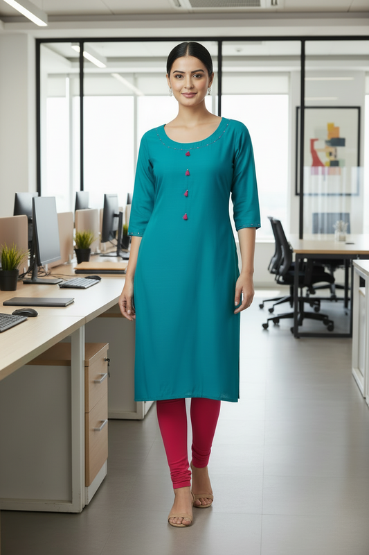 Slub Cotton Kurthi Blue