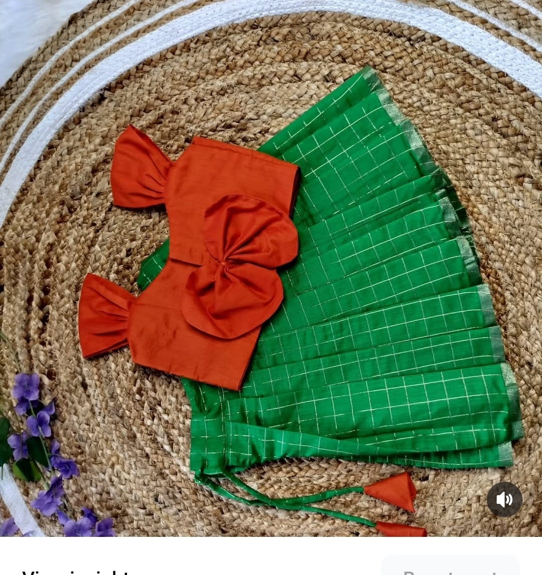 Beautiful customized ethnic outfit Green with Orange