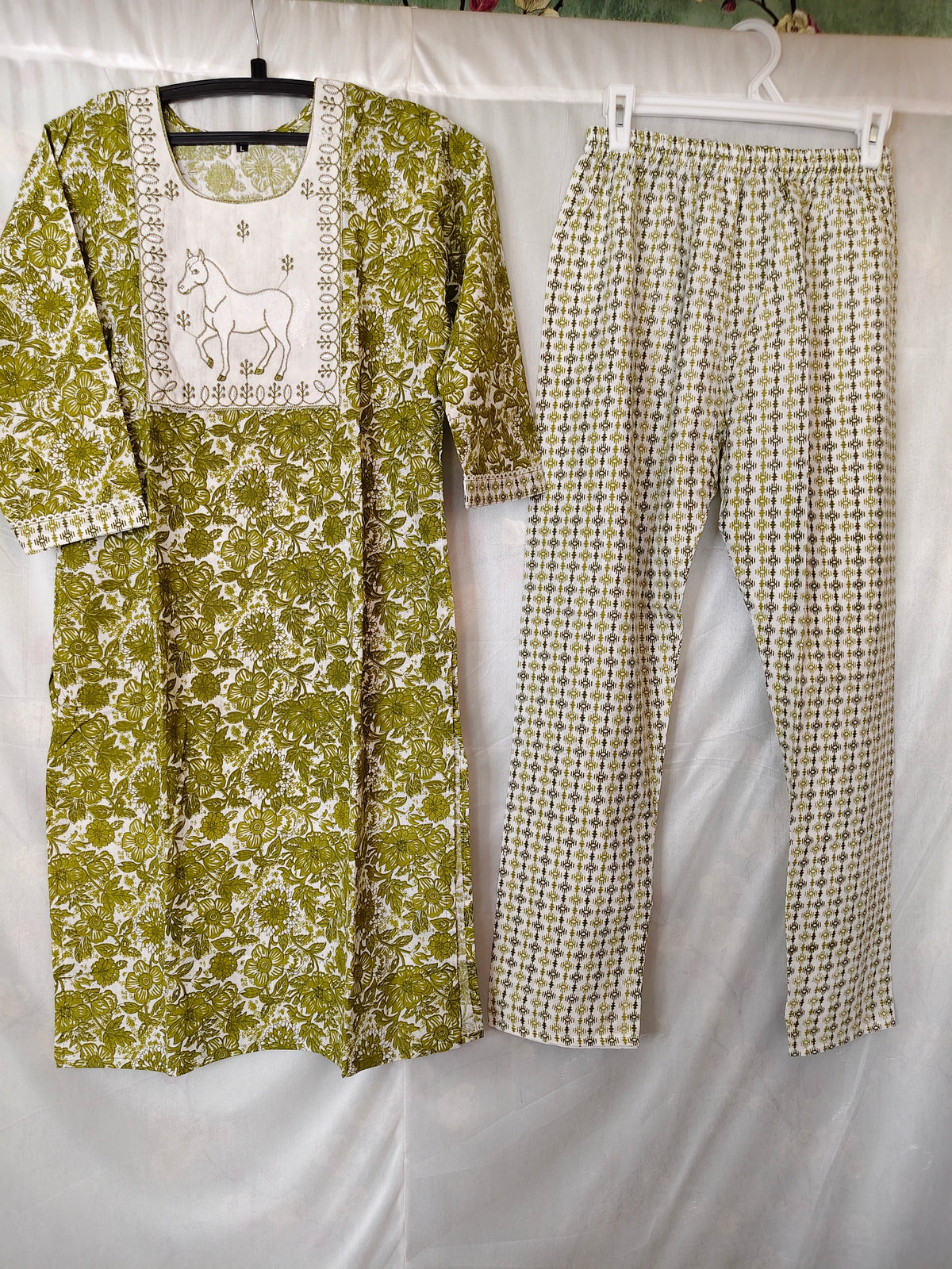 Kalamkari Jaipur cotton Co ord Set- Green