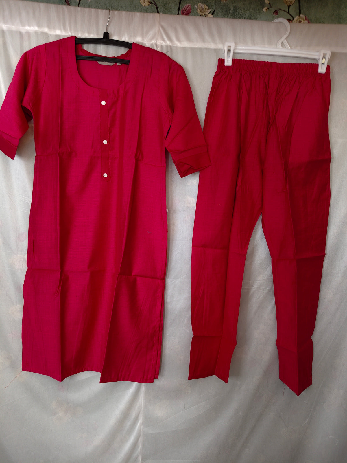 Vertican plain Rani Pink Co ord Set
