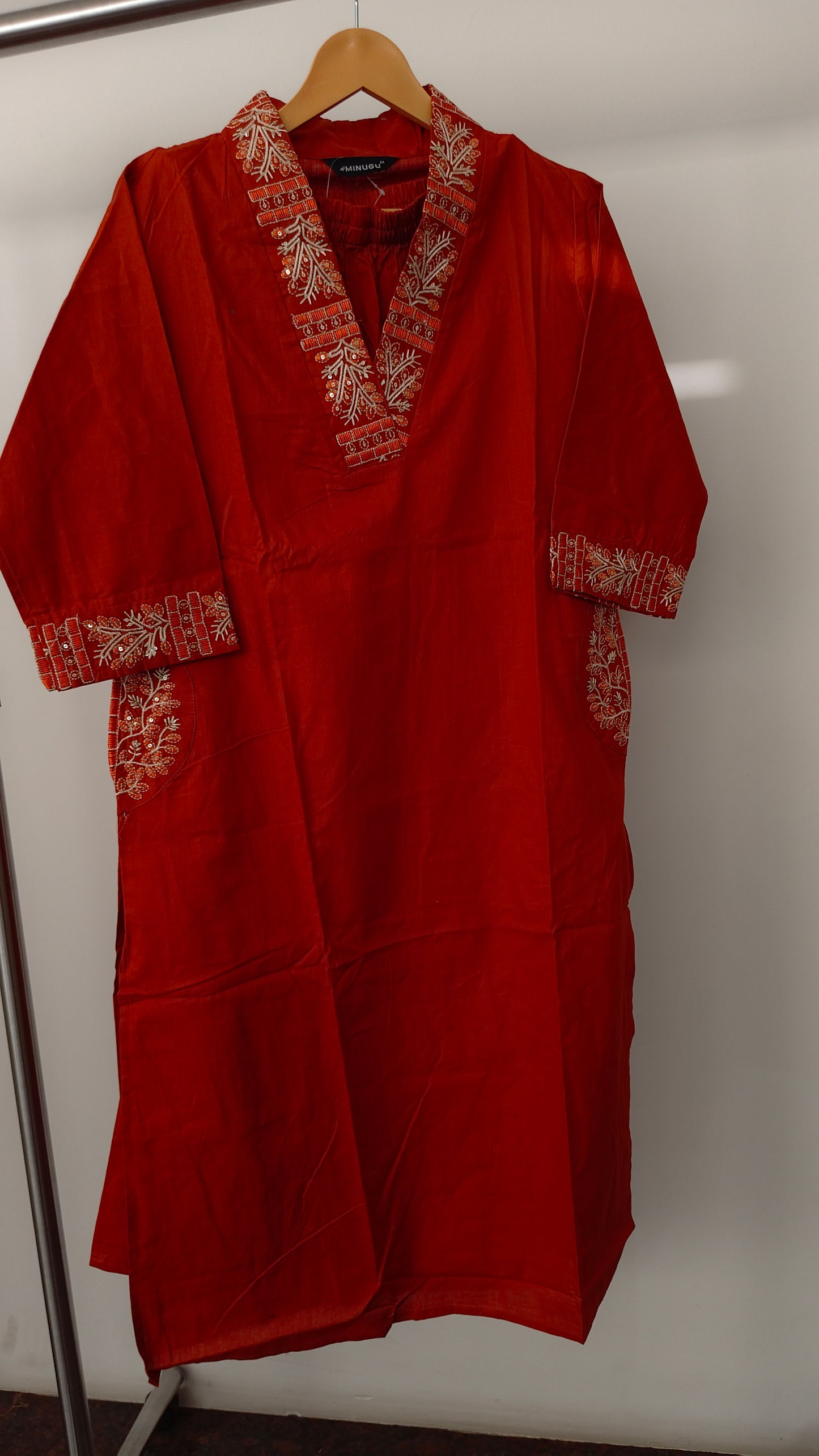 Maahi- Premium Dabu Cotton- Co Ord set- Rust Orange