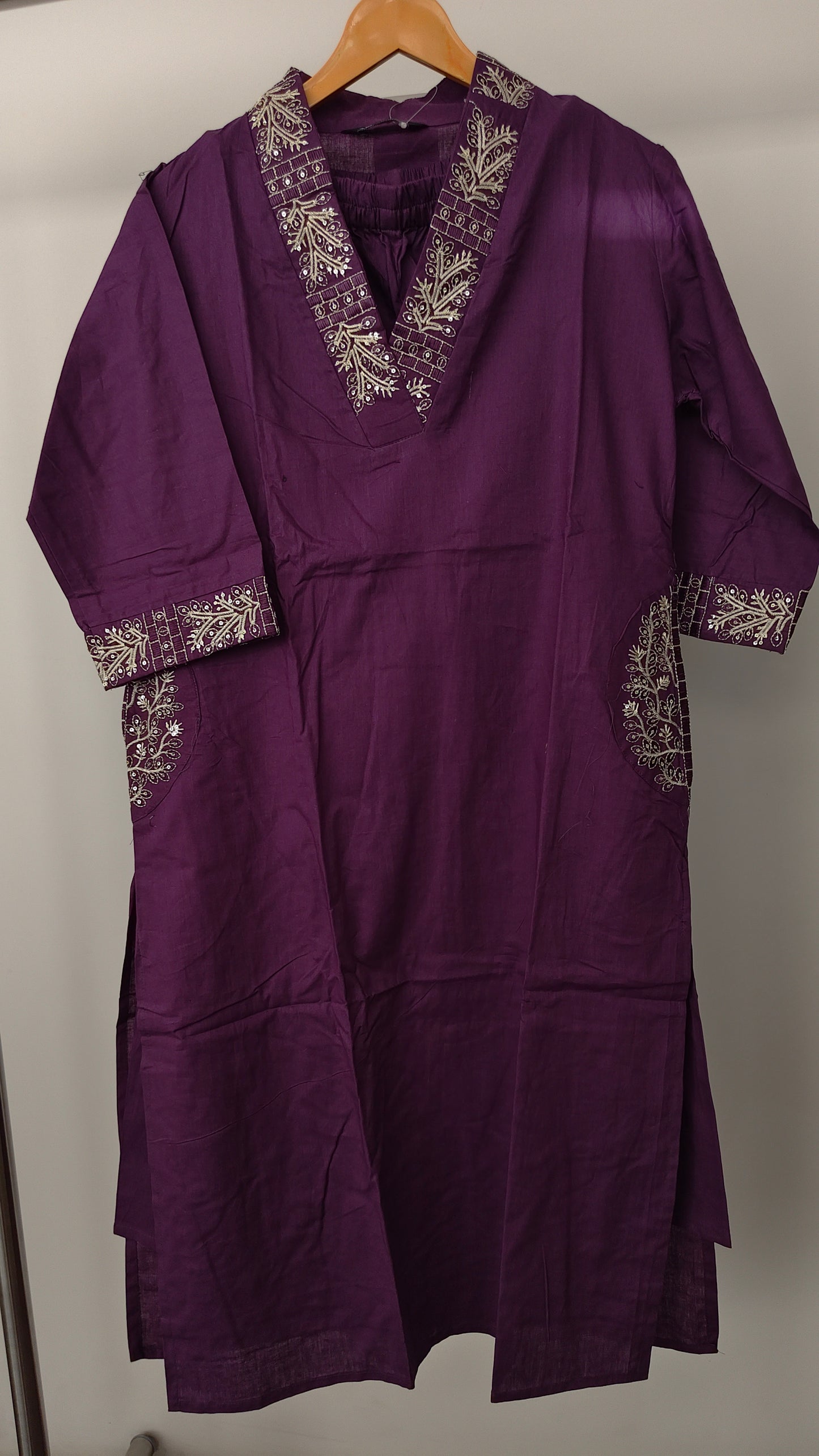 Maahi- Premium Dabu Cotton- Co Ord set- Plum Purple